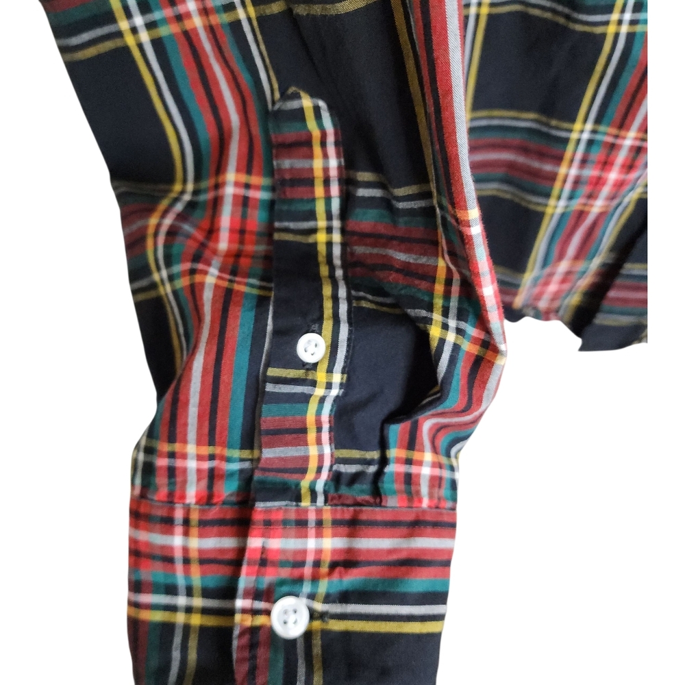JCrew Plaid Classic Flex Button Down Shirt Black Red Mens Size Large - Picture 4 of 9
